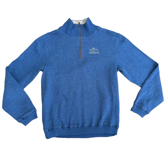 Disney Parks Sweatshirt Mens 1/2 Zip Long Sleeve Cowl Neck Stretch Blue Small - Picture 1 of 14